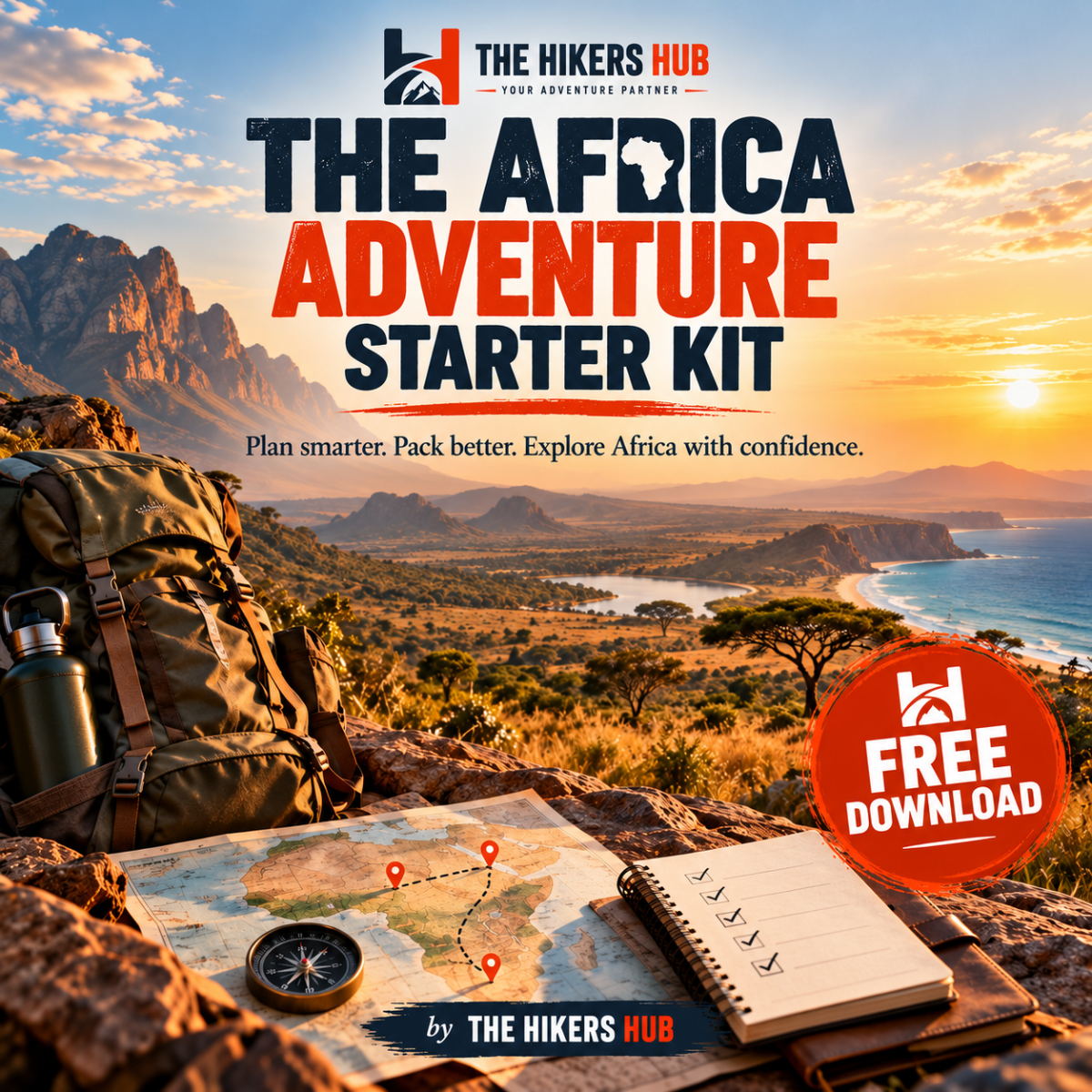 The Africa Adventure Starter Kit free digital travel planning guide by The Hikers Hub